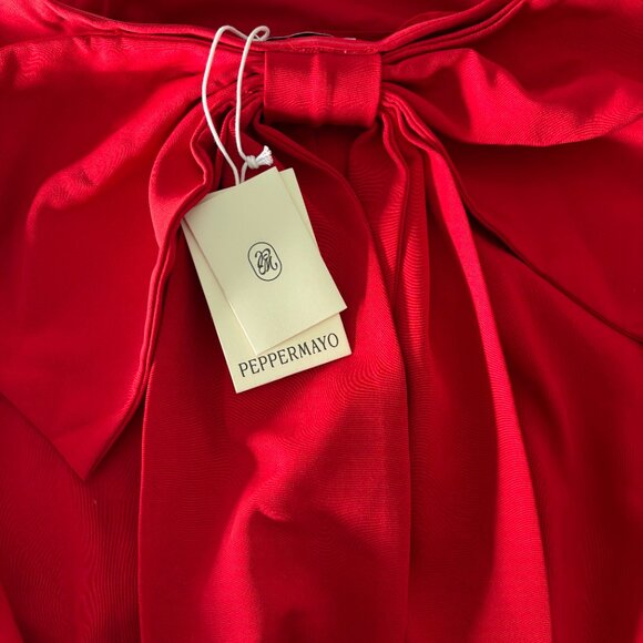 Red Strapless Maxi Dress with Bow - Picture 13 of 15